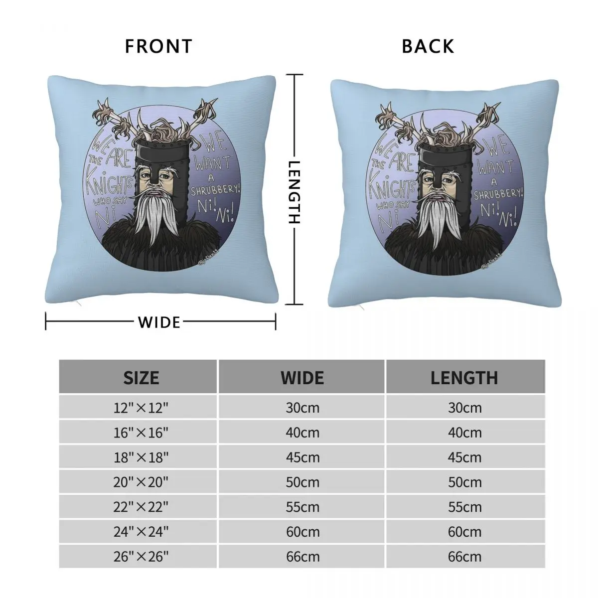 Knights Who Say Ni Monty Python Holy Grail Pillowcase Polyester Linen Velvet Decor Pillow Case Car Cushion Cover Wholesale 18