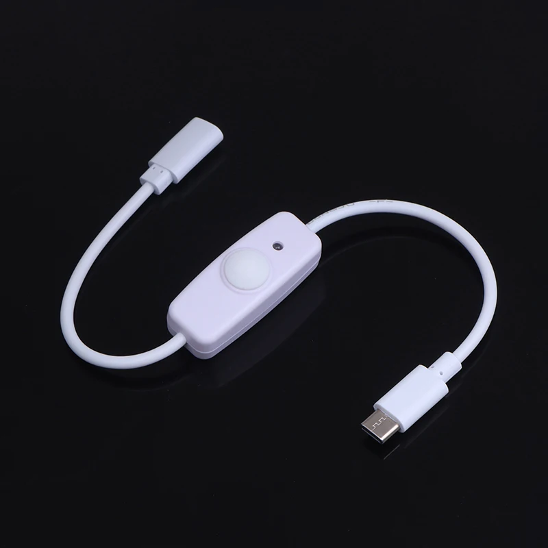 USB Type C With ON/OFF Switch Power Button 28CM Charging Extension Cable Universal Type-C Extension Cable