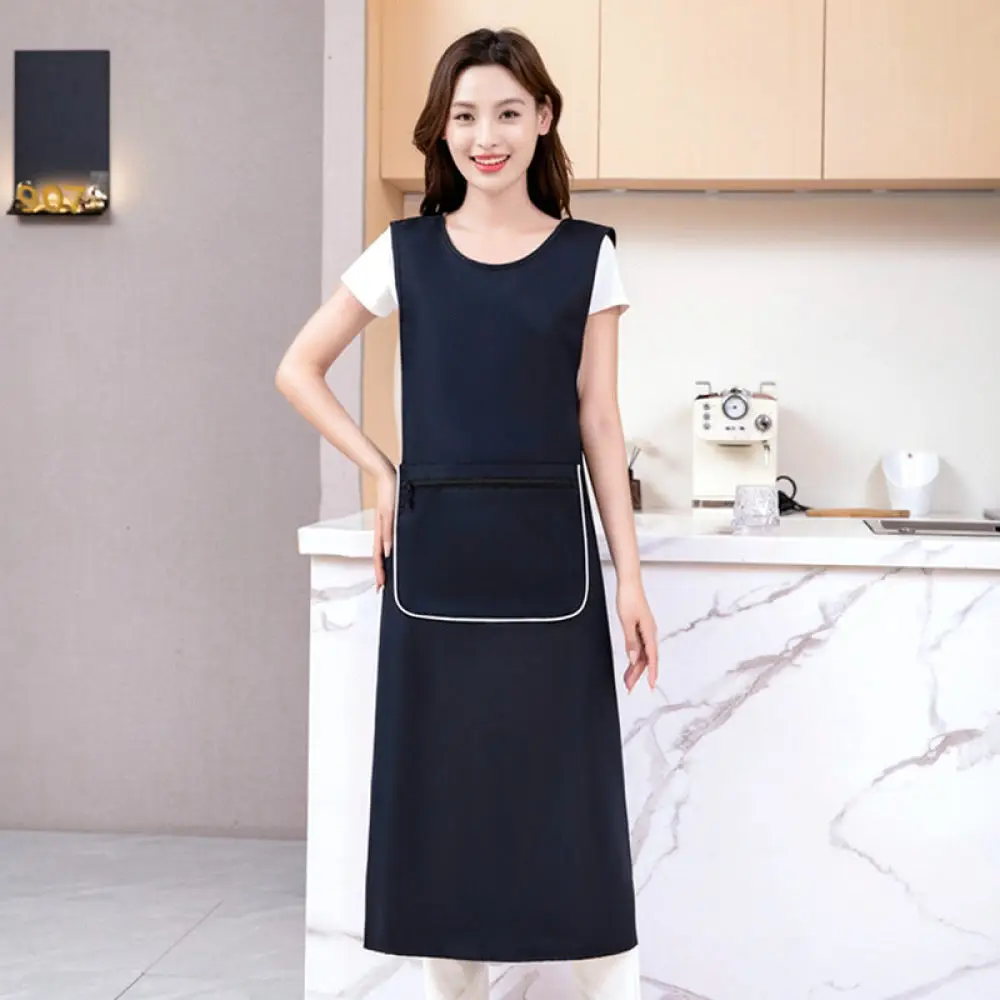 Long Oversized Kitchen Apron Waterproof Oil Resistant Workwear Sleeveless Cooking Tabard For Home Cafe Waiter Uniform Adult