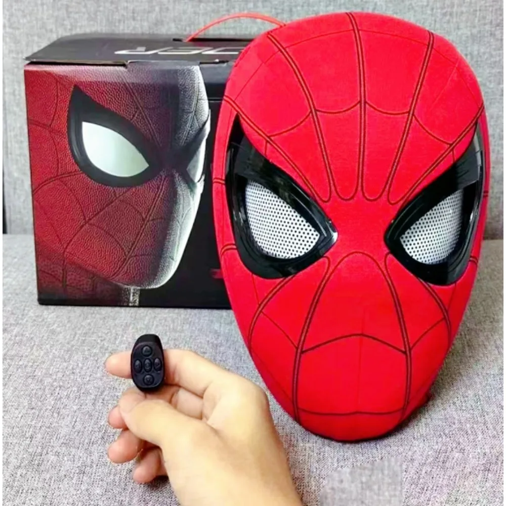 New The Amazing Spider-Man Headgear Movable Mask Helmet Electric Ring Control Eye Luminous Cosplay Collection Model Toy Kid Gift