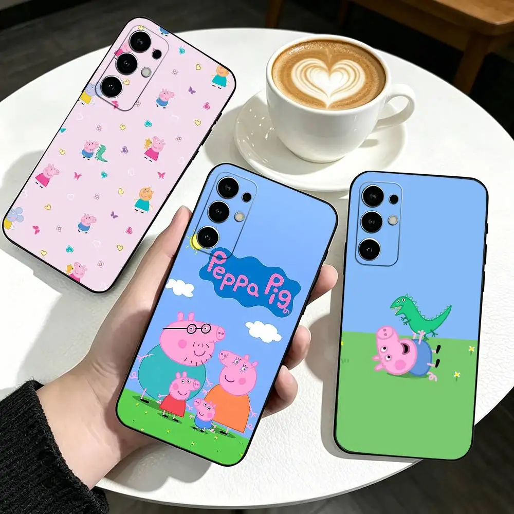 Чехол для телефона с рисунком P-Pink Peppa Pig, черный, силиконовый, мягкий, для Samsung S25, S24, S21, S22, S23, S30, Ultra, S20, Plus, Fe, Lite