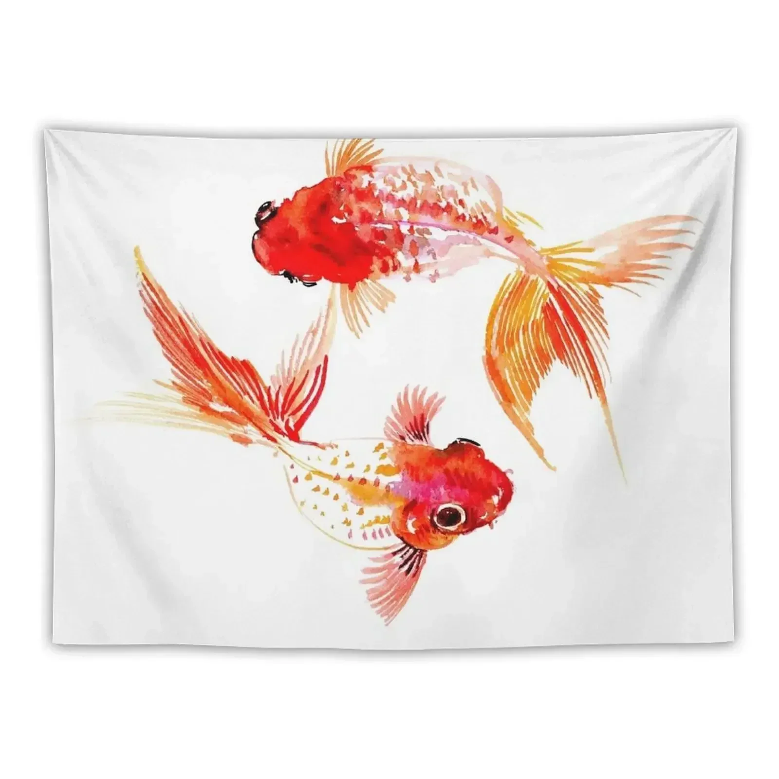 Two Koi Fish, Yin and yang Tapestry Art Mural Living Room Decoration Wall Tapestries Tapestry