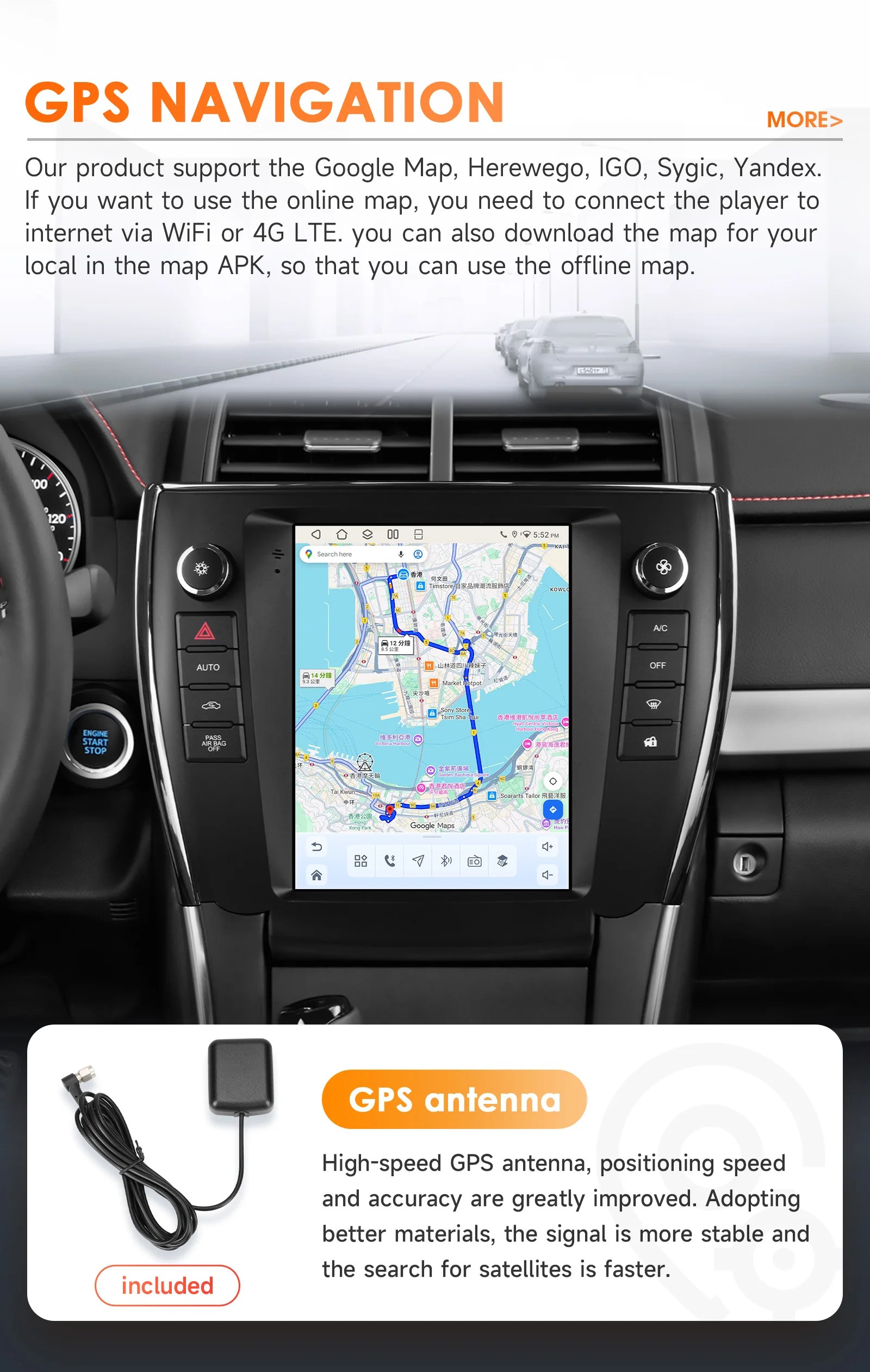 Hizpo Carplay 4G AI-Systeme Android 14 Autoradio für Toyota Camry 2015-2017 Player GPS 2din Autoradio 360-Grad-Kamera Multimedia – Detail 32