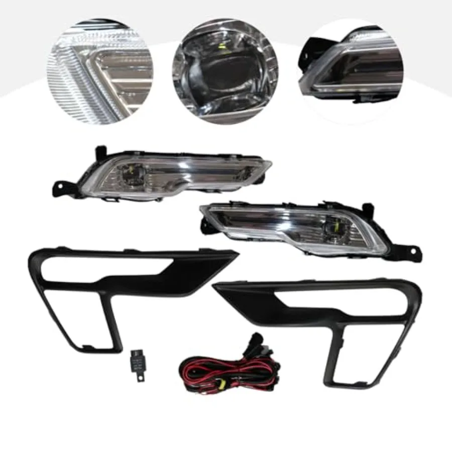 طقم إضاءة الضباب LED الشفاف لـ 20182019 Ford Explorer مع إطار التبديل والأسلاك المصد الأمامي شنت مجموعة مصابيح القيادة Repl #5