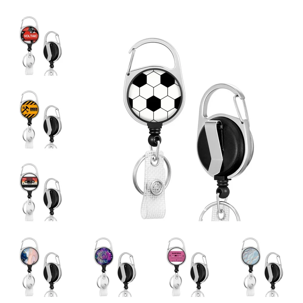 Hot selling wholesale circular multifunctional telescopic automatic rebound drip glue easy to remove badge scroll keychain