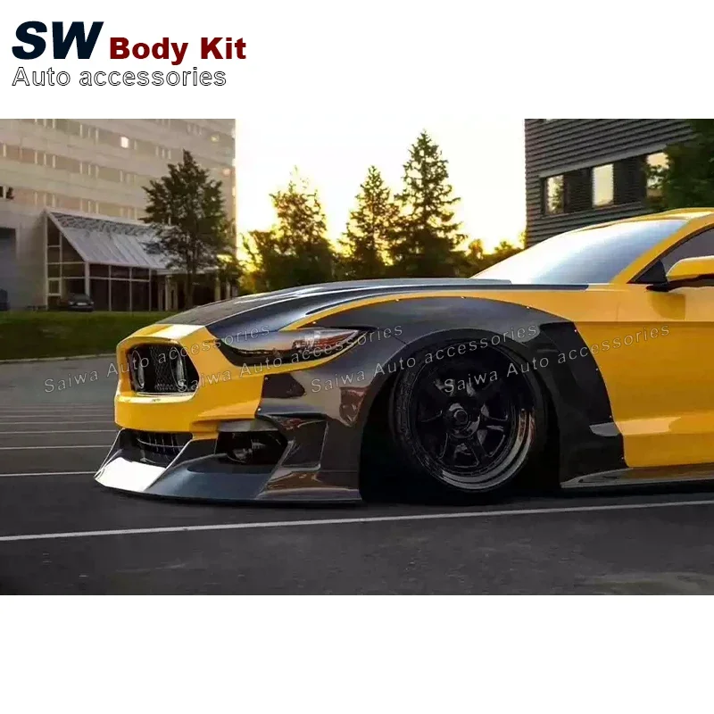 High Quality CD Style Wide Body Kit For Ford Mustang Front Bumper Lip Side Skirt Fender Spoiler Bodykit 2015-2017