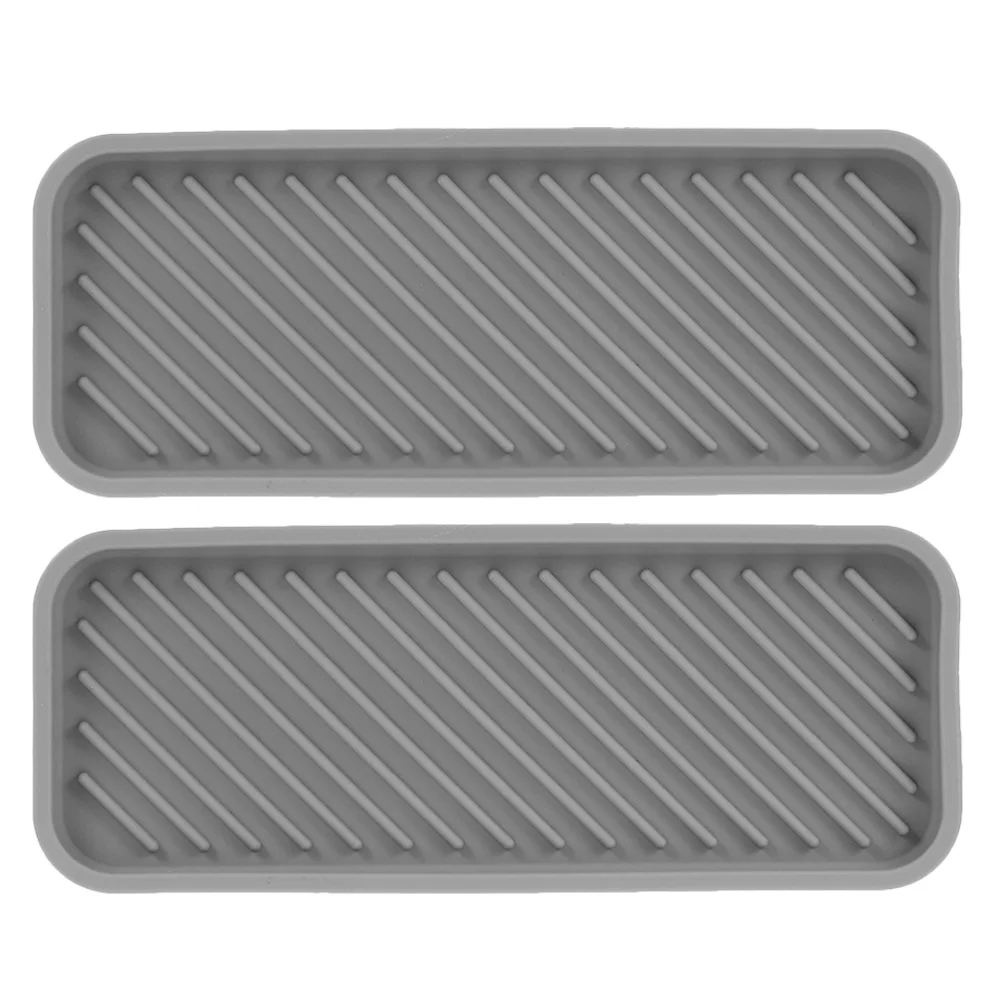 2 قطعة صينية سيليكون المنزلية الغرور المنظم متعددة الوظائف الحمام كونترتوب صينية غسول الصابون فرشاة الأسنان معجون الأسنان حامل #5