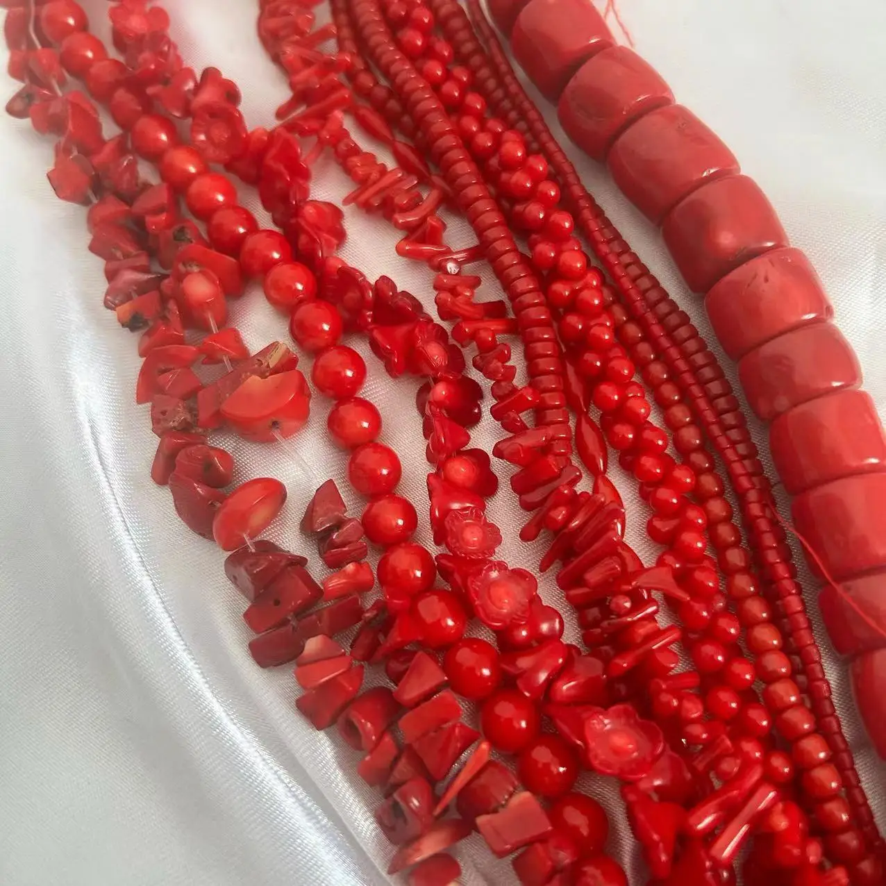 Different Shapes Natural Sea Bammboo Red Coral Jewelry Making Beads 15inch