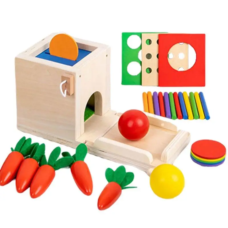 Forma de madeira cenoura puxando brinquedo do bebê conjunto motor fino vegetal máquina de classificação jogo memória aprendizagem brinquedos educativos para crianças