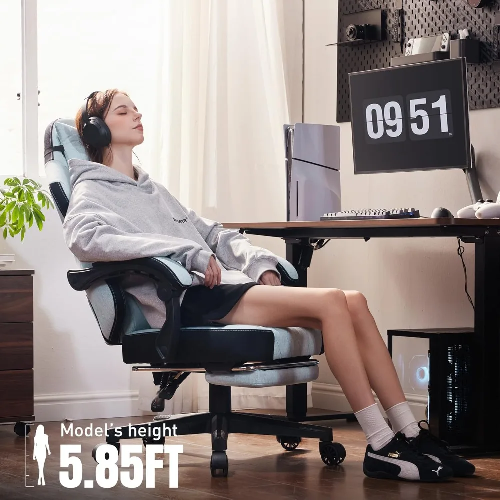 

Adult fabric gaming chair with pocket spring pad and lumbar support, ergonomically designed