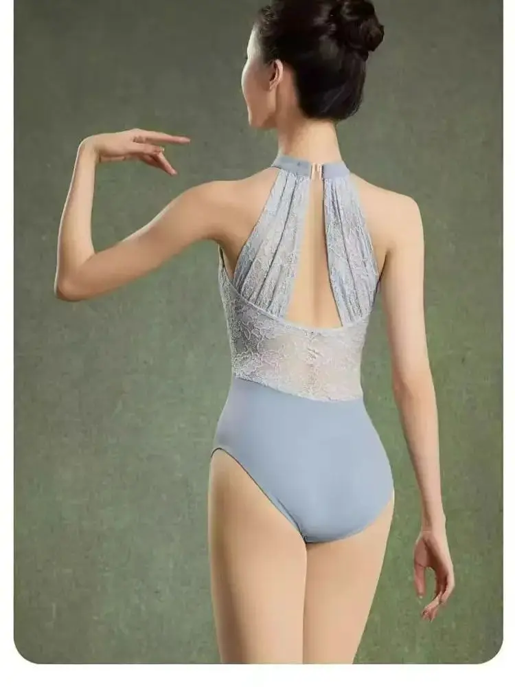 Robe de pratique de ballet pour femmes adultes, robe de corps d'examen d'art d'étudiant de danse, entraînement de base, gymnastique, dentelle avancée, saut au cou suspendu