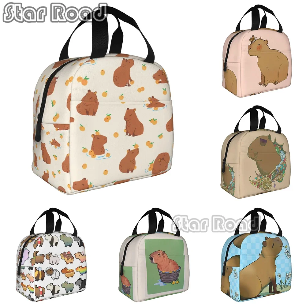 

A Pond Full of Capybara Insulated Lunch Bag for Women Waterproof Cooler Thermal Lunch Tote Kids School Office Children