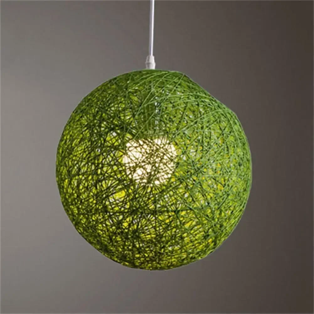 

Round Hand-Woven Rattan Vine Lamp Shade Hanging Pendant Light Cover Modern Office Bedroom Living Room Nursery Dorm Home Decor