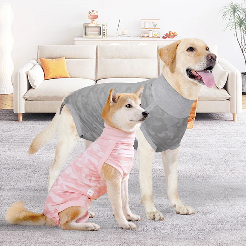 

Fashion Camouflage Dog Surgery Recovery Suit Breathable Stretchy Cuttable Homewear Anti-Licking Dogs Onesie Dog Accessories Girl
