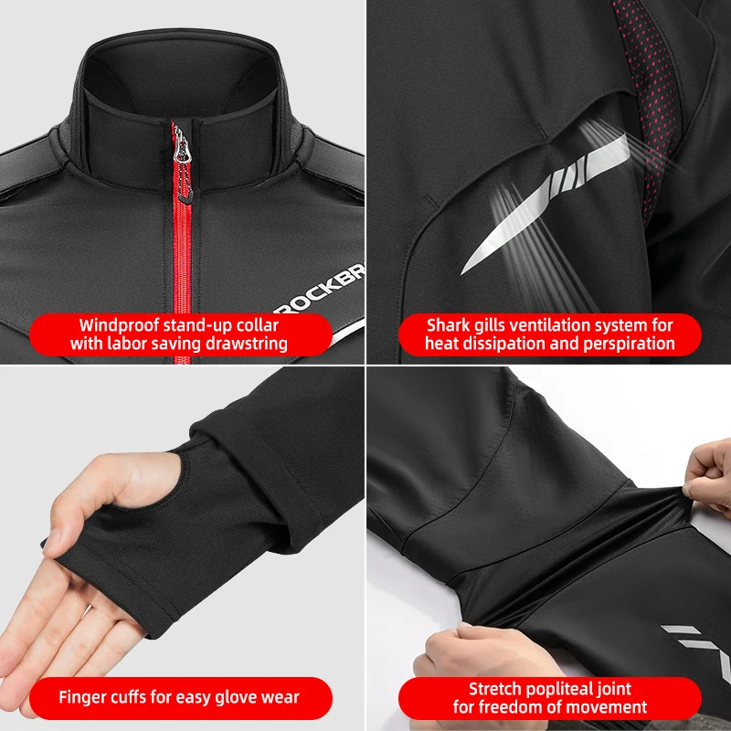 ROCKBROS Winter Bicycle Jacket Sets Men Women Thermal Fleece Warm Cycling Jersey Sets MTB Road Bike Pants Suit Clothes Equipment