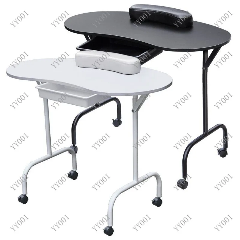 Foldable Nail Table Mobile Manicure Station with Makeup Box Drawer for Street Stall Use