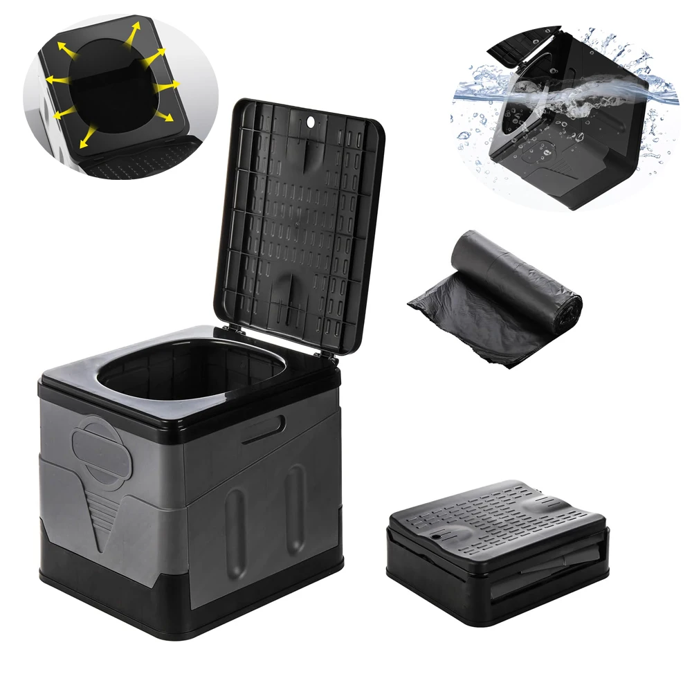 Portable Camping Toilet Foldable Toilet for  Porta Potty for Outdoor Emergency Waterproof Luggable Loo Hiking Car Travel