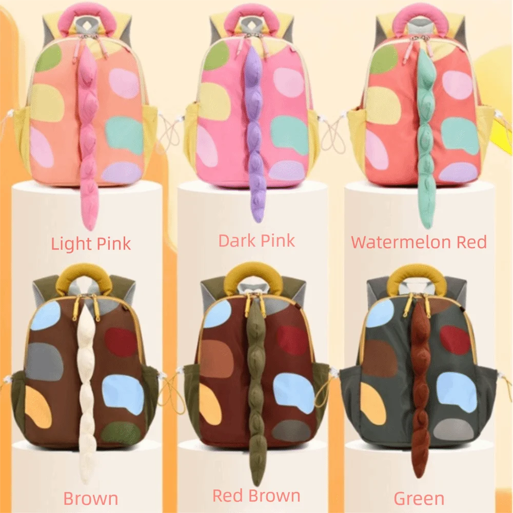Oxford Cloth Backpack Dinosaur Tail Lightweight Mini Rucksack Cartoon Design Water Repellent Children Shoulder Bag