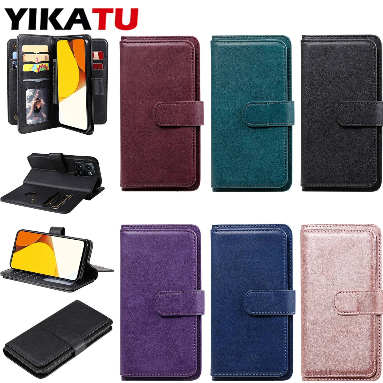 

For VIVO V27 S17 S16 Pro Y78 Plus Y76 Y55S Y35 Y33S Y27 Y22 Y21 Y20 Y20i Y16 Y15S Y15A Y12S Y12A Y11S Y02S V29 Lite Wallet Case