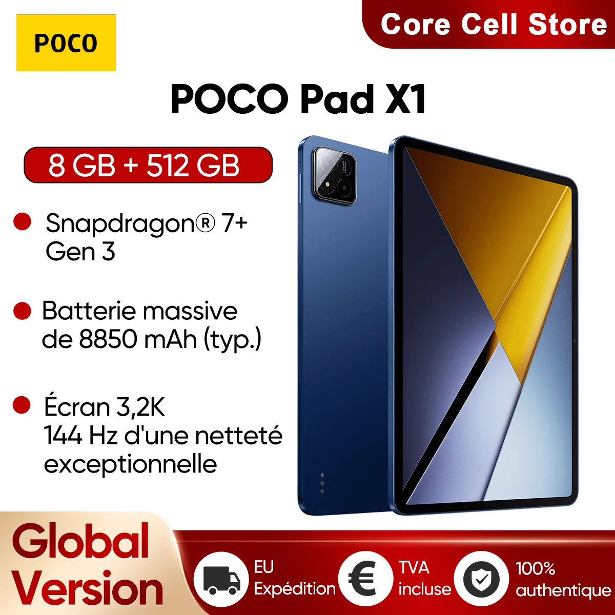 Globale versie tablet POCO Pad X1 Snapdragon 7 Gen 3 3:2 11.2″ 3.2K 144Hz kristalhelder display 45W Turbo opladen 8850mAh