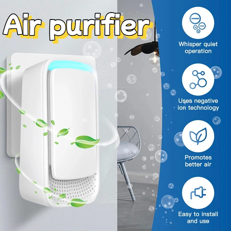 Negative Ion Mini Air Purifier Whisper Quietoperation For Indoor Bathroom Odor And Smoke Removal Air Purifier Promotesbetter Air