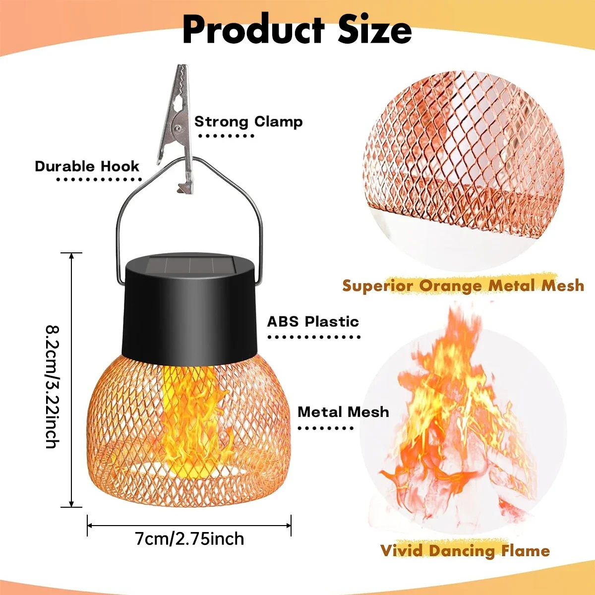 Подвесные солнечные фонари, уличные солнечные фонари для улицы, водонепроницаемые с эффектом пламени для украшения двора, сада, дорожки, лагеря