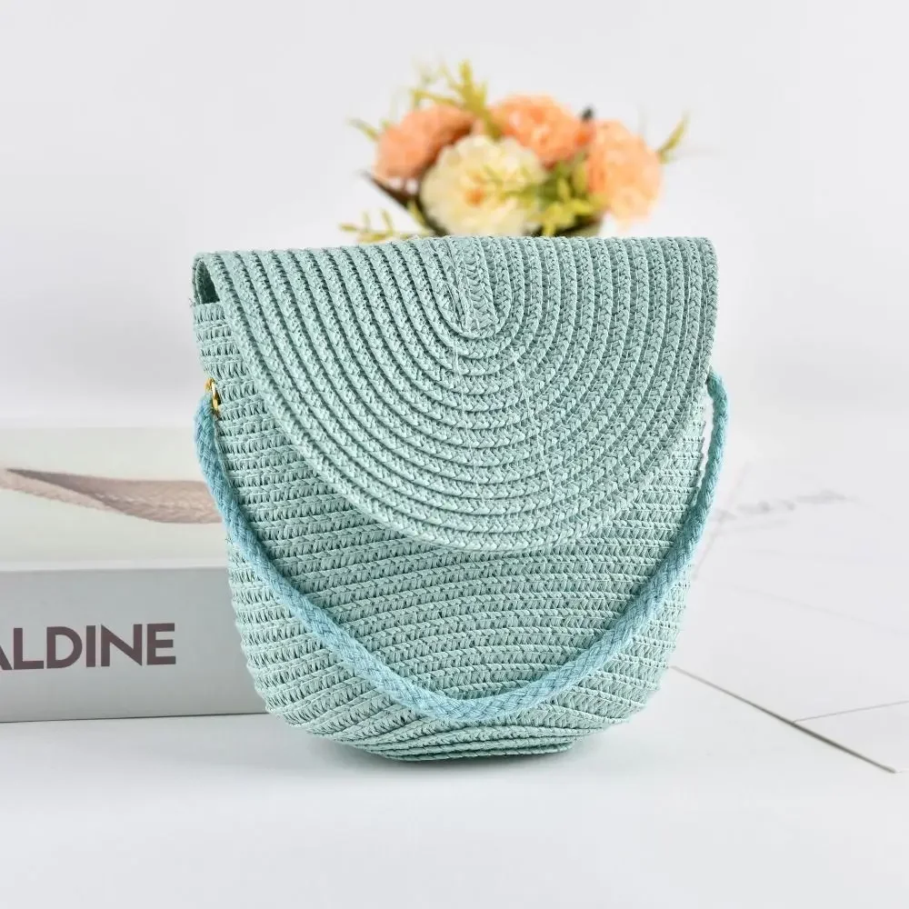 Shell Shape Straw Bag Fashion Handmade Rattan Woven Shoulder Bags Summer Beach Bag Kid Children Straw Bag