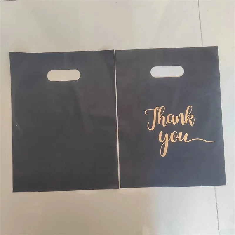 Sacos De Compras Pretos Reutilizáveis, Adequado para o Negócio De Roupas De Embalagem, Fábrica De Plástico Obrigado Sacos, Produto personalizado