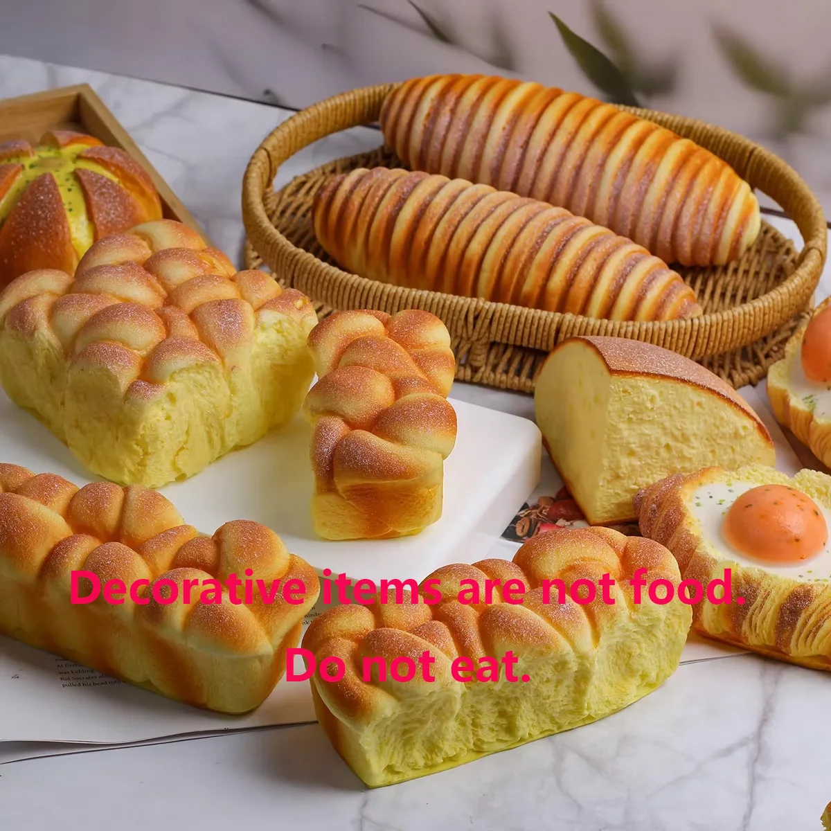 1PC Cartoon Bread Decompression Model Slow Rebound Pinch Coconut Bread Home Decoration Ornament Soft Touch Bread Prop