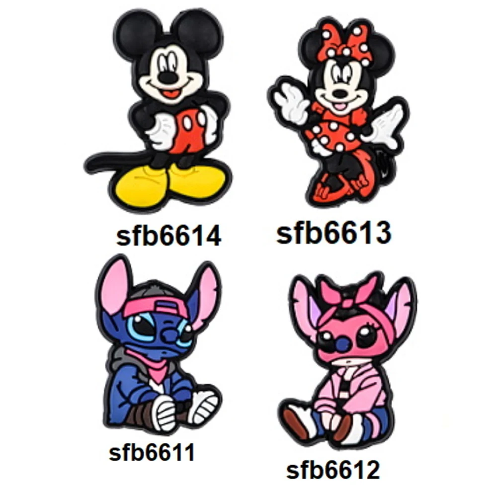 

10pcs cartoon Mickey Minnie mouse Stitch Silicone focal Beads For Jewelry Making DIY Nipple Chain Bead Pen Handmade Accessories