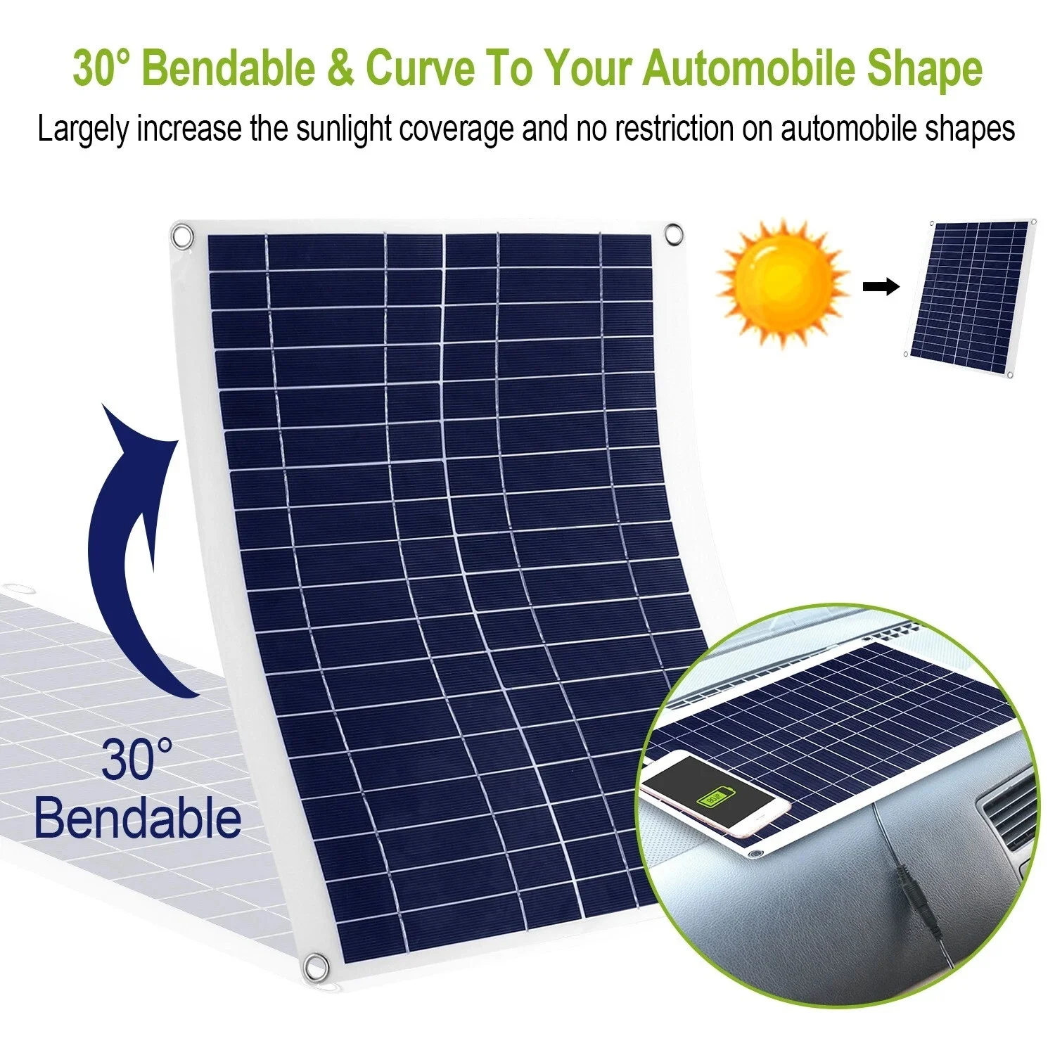 600WMonocrystalline Solar Panel High 20% Conversion Rate Waterproof PV Solar Module With Alligator Clip Cable For RV Camper Boat