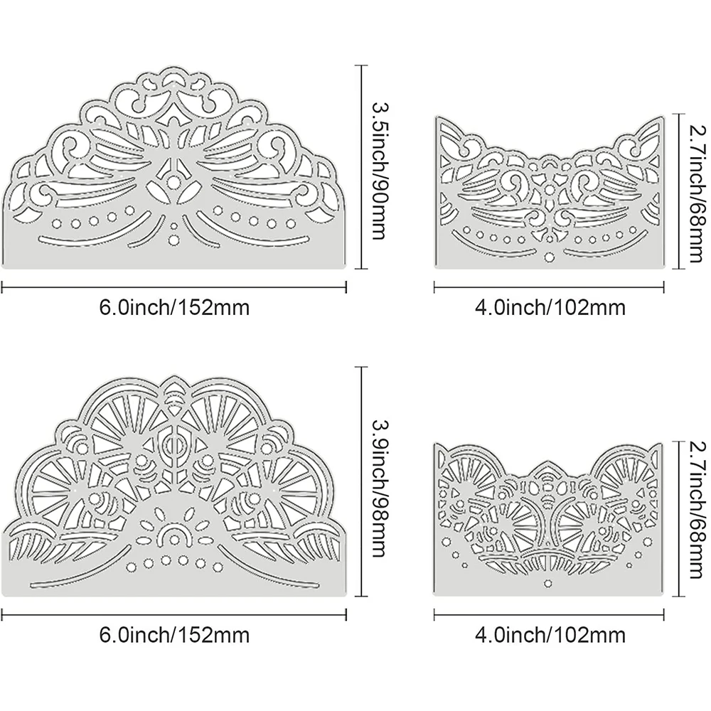 4pcs Lace Dorder Metal Cutting Dies Stencils for DIY Scrapbook Photo Album Crafts Envelope Decor Wedding Invitation Card Making