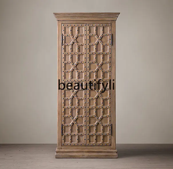 

Adult Bookcase French Country Retro Solid Oak Decorative Cabinet American Style Wardrobe