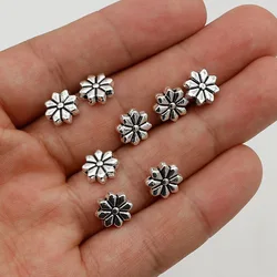 50pcs/Lot Retro Flat Flower Shape Loose Beads Crafts 9mm Handmade Women Metal Jewelry Spacers DIY Decoration Accessories