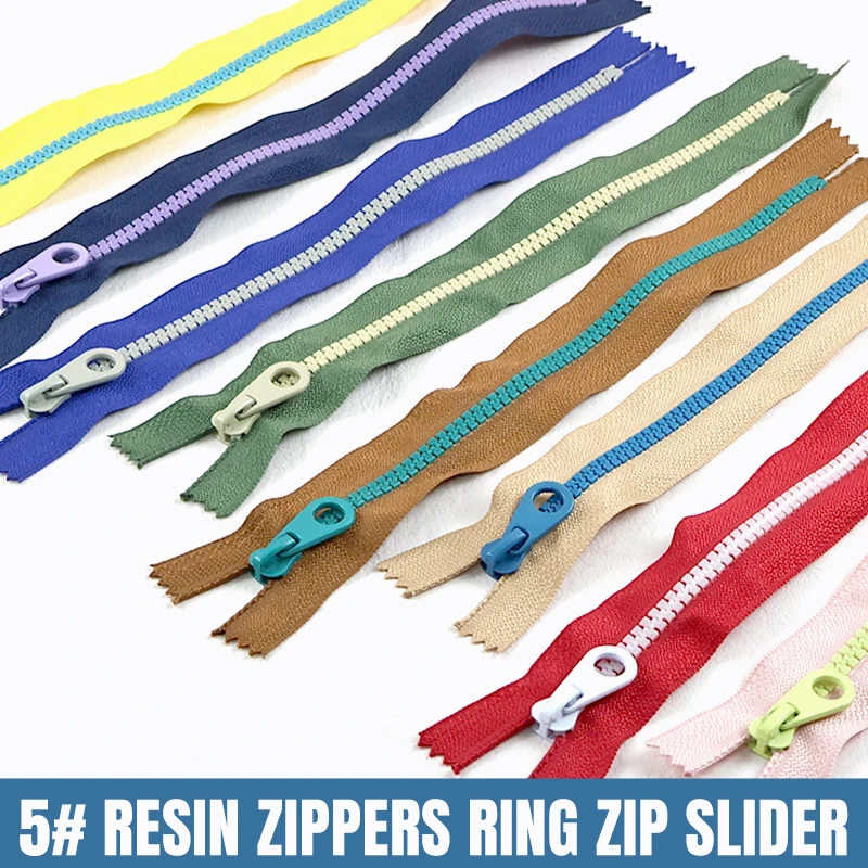 

5/10Pcs 5# 15-30cm Resin Zippers Colorful Closed-End Zips Pencil Case Bag Garment Decor Zipper Repair Kit DIY Sewing Accessories