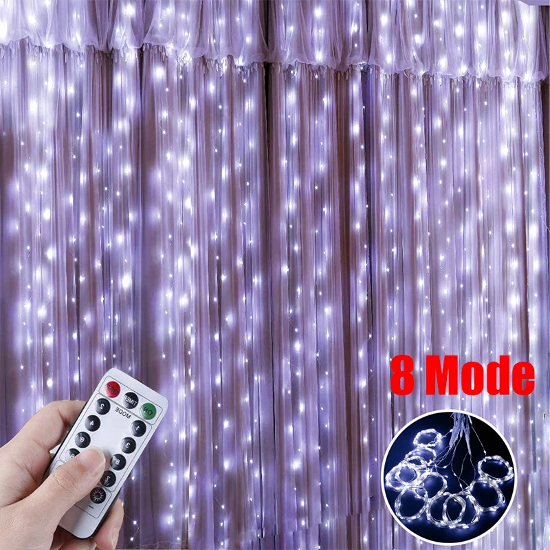 

LED String Lights Christmas Decoration Remote Control USB Wedding Garland Curtain 3M Lamp Holiday For Bedroom Bulb Outdoor Fairy