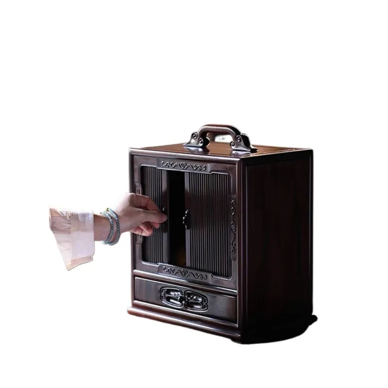 

Solid wood tea + retro mahogany tea set