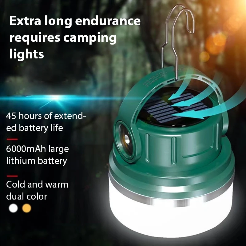 Outdoor Camping Light Ultra Long Endurance Strong Light Stall Portable Solar Lamp Charging Light Camp Light