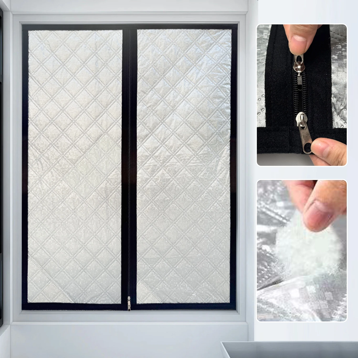 

Winter room windproof and warm curtains, living room and bathroom can be opened and closed with a zipper style without drilling;