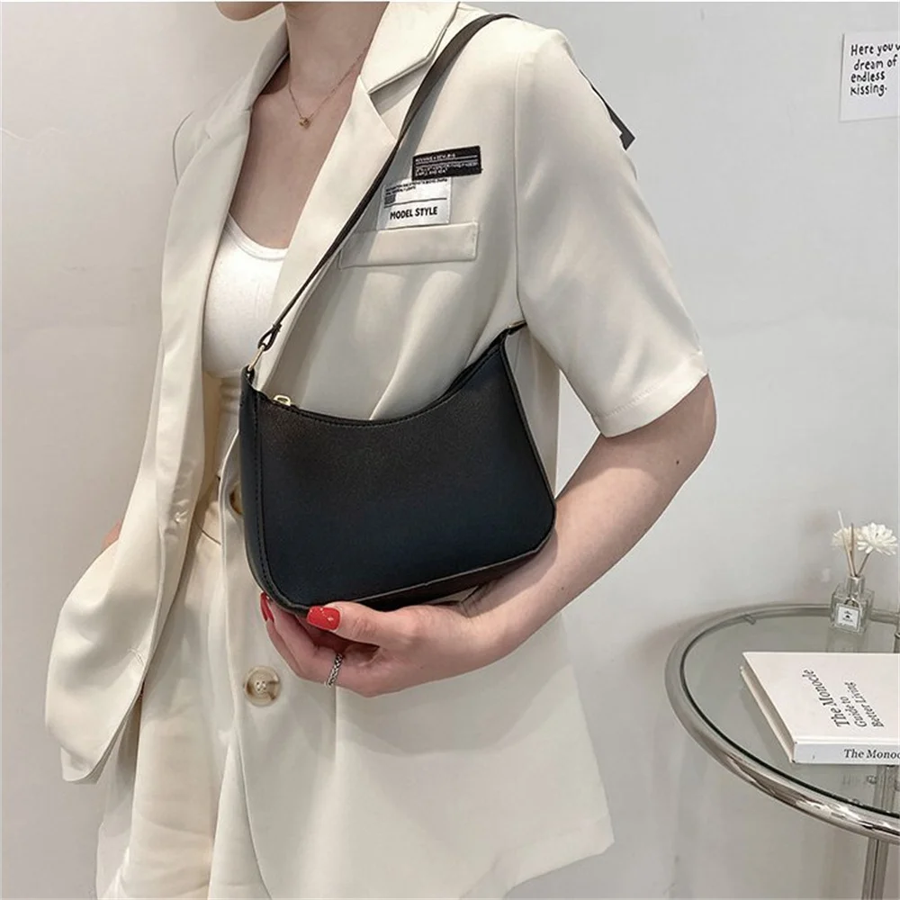 Women\'s Handbags Fashion Underarm Bag Solid Color PU Leather  Elegant Hobos TotesBag Messenger Bento Shoulder Bags