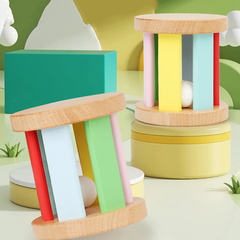 Wooden Roller Rattle Infant Hand Shaker Lightweight Educational Sensory Instrument Baby Grasping Early Education
