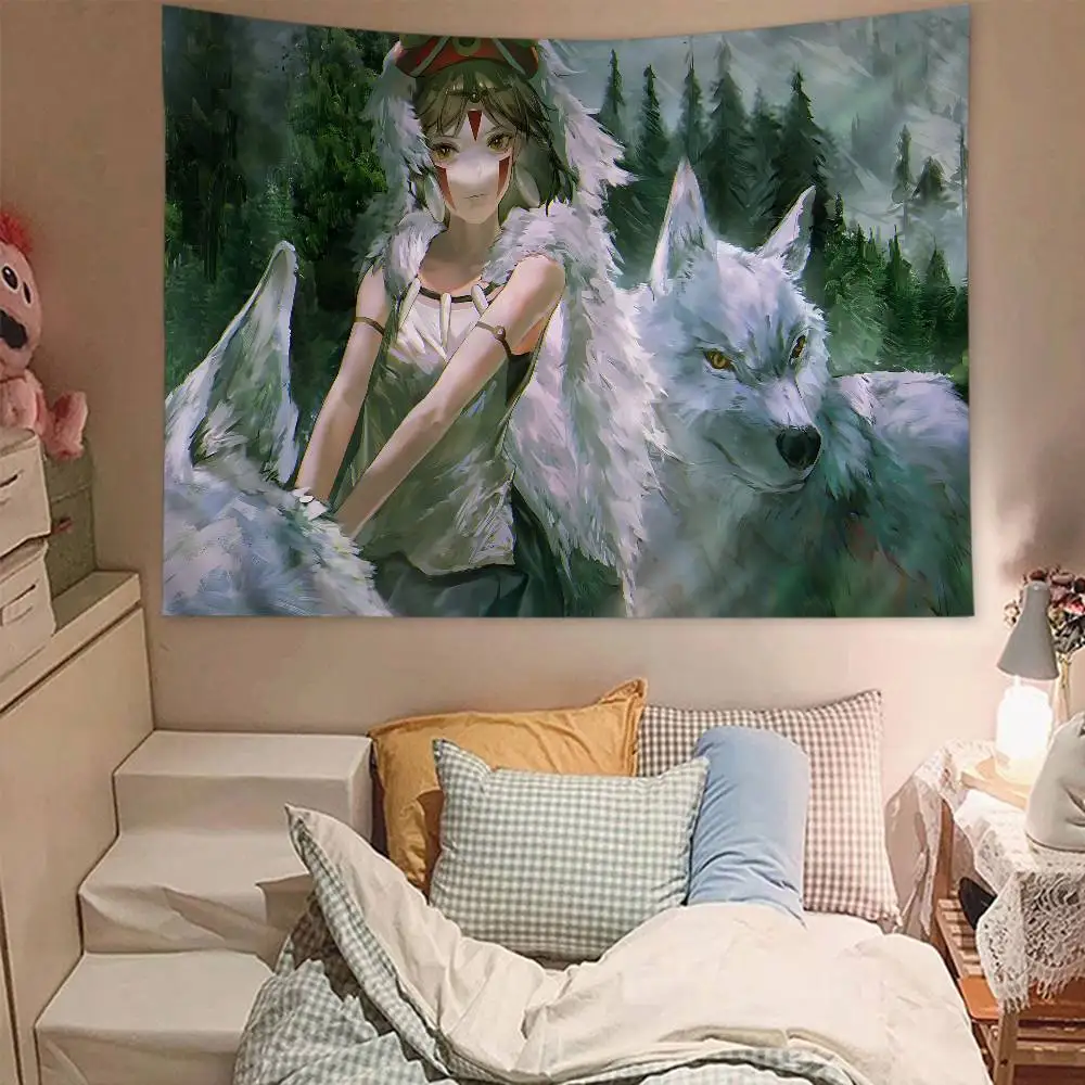 Anime P-Princess M-Mononoke Colorful Tapestry Wall Hanging Bohemian Wall Tapestries Mandala Wall Hanging Sheets