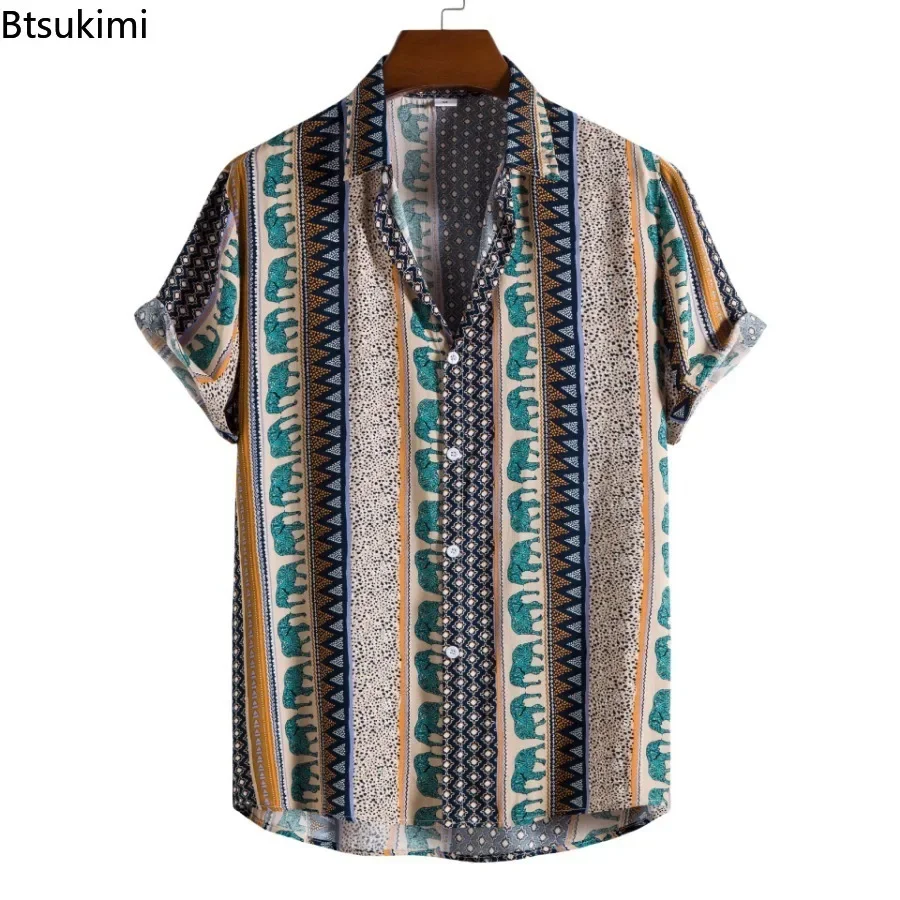 Moda 3d impresso masculino plus size solto camisa de manga curta verão vintage havaiano praia camisa blusa casual para homem streetwear