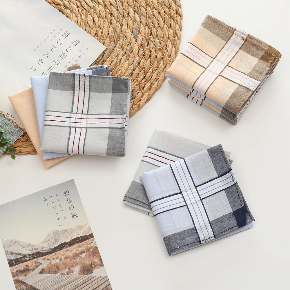 Men's Pure Cotton Yarn-Dyed Handkerchief, Gentleman's Satin Handkerchief, Old-Fashioned Thin Handkerchief, Wedding Season, Father's Day Souvenir, Universal for All Seasons