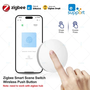 Ewelink Zigbee 스마트 푸시 단추 무선 스위치, 배터리 포함, 리모컨 자동화 시나리오 스위치, Zigbee2mqtt 로 작동