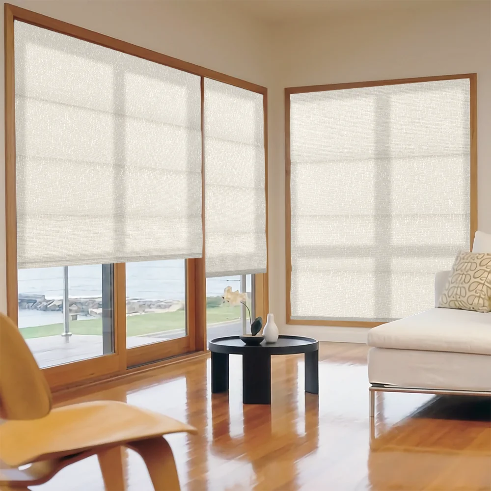 High Quality Customizable Cordless Roman Blinds for Windows Polyester Thermal Insulated Roman Shades for Kitchen