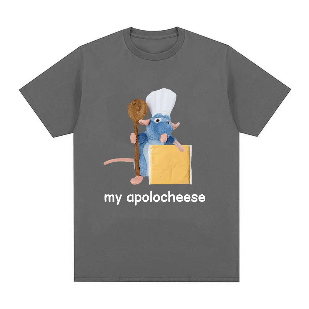 Funny My Apolocheese Rat Plush Cheese Meme T Shirt Men Women Clothing Fashion Short Sleeve T-shirts Summer 100% Cotton Tee Shirt