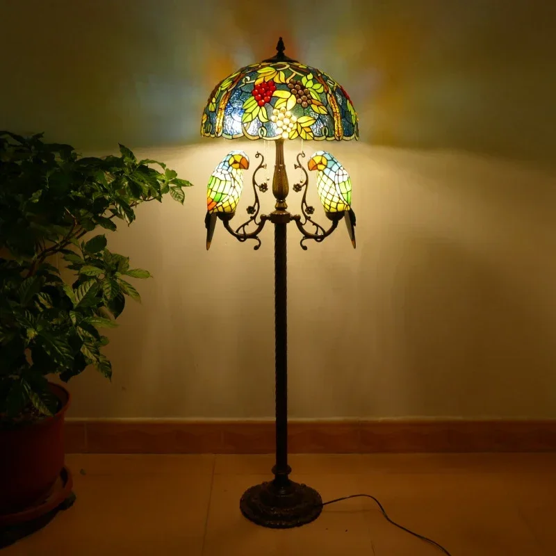 

FAIRY Tiffany Floor Lamp American Retro Living Room Bedroom Lamp Country Stained Glass Floor Lamp