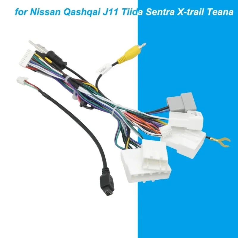 16Pin Car Radio Wiring Harness with CANBUS Decoder for Nissan Qashqai J11 Tiida Sentra X-Trail Teana Stereo Antenna Adapter