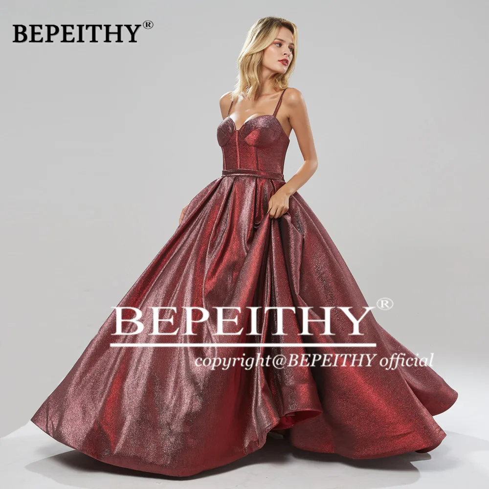 BEPEITHY Người Yêu Bầu Sparkle Dài Dạ Hội Chính Thức Áo Dây Đầm Vestido De Festa 2022 Lấp Lánh Vintage Quần Sịp Đùi Thông Hơi